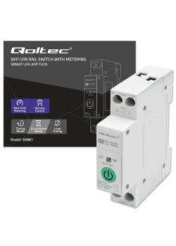 Przekaźnik Wi-Fi Qoltec 63A na szynę DIN z licznikiem energii elektyrcznej | TUYA | SMART LIFE-1317839