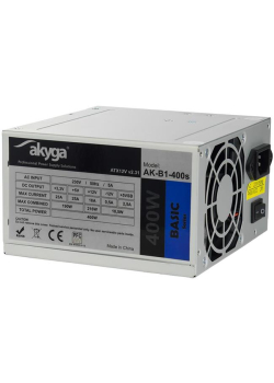 Zasilacz ATX 400W Akyga Basic AK-B1-400S Fan8cm P4 2xSATA