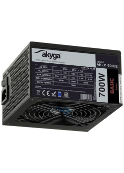 Zasilacz ATX 700W Akyga AK-B1-700BE BLACK EDITION P4+4 PCI-E 6 pin i 6+2 pin 5x SATA PPFC FAN 12cm