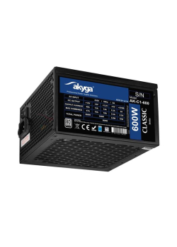Zasilacz ATX 600W Akyga AK-C1-600 P4+4 2x PCI-E 6+2 pin 5x SATA 3x Molex APFC FAN 12cm
