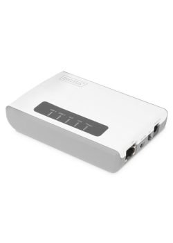 Serwer sieciowy DIGITUS wielofunkcyjny, bezprzewodowy 2-portowy, USB 2.0, 300Mbps