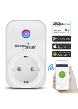 Gniazdko zdalnie sterowane GreenBlue GB155G WiFi Android iOS Alexa Google Home timer max 2000W (typ niemiecki)-972466