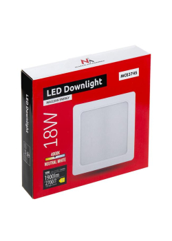 Panel LED sufitowy Maclean, podtynkowy SLIM, 18W, Neutral White 4000K, 170*170*26mm, 1800lm, MCE374 S-973189