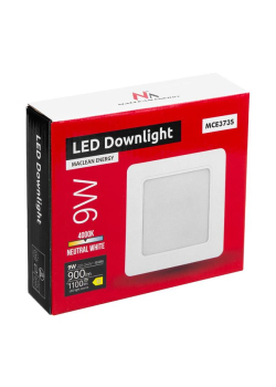 Panel LED sufitowy Maclean, podtynkowy SLIM, 9W, Neutral White 4000K, 120*120*26mm, 900lm, MCE373 S-973183